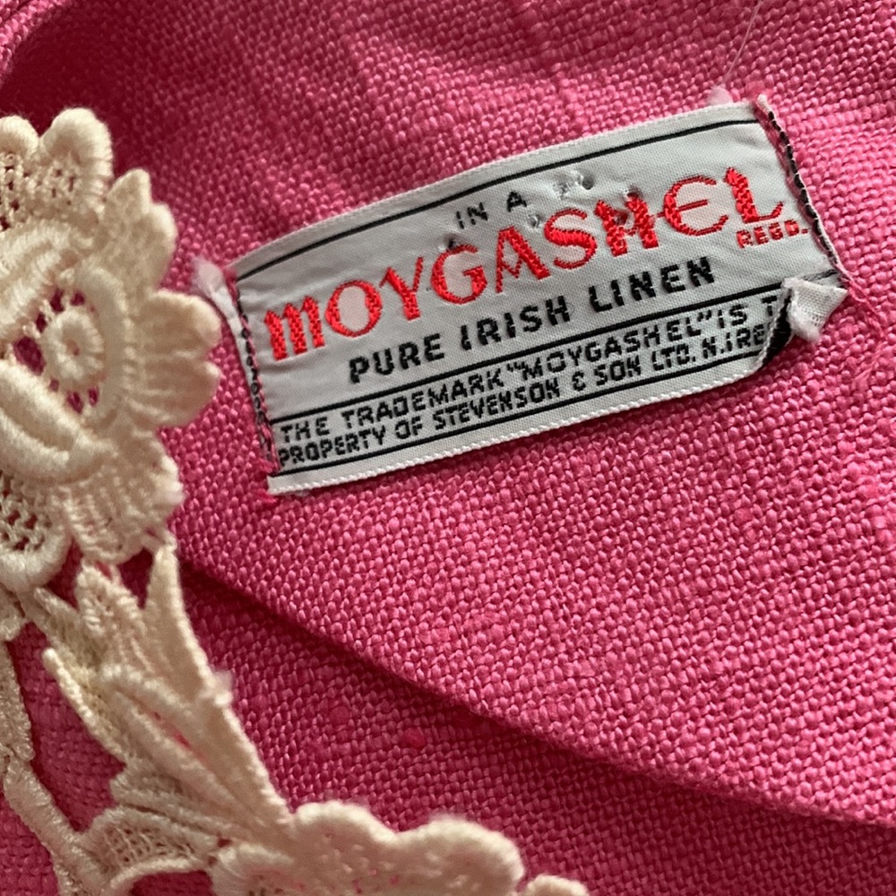 Authentic Vintage 1960's MOD Pink mini dress with pockets pure Irish linen  S M - Picture 4 of 13